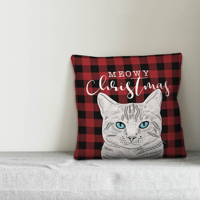 meowy christmas pillow